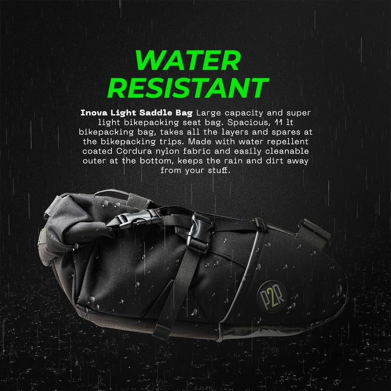 PACK2RIDE Inova Light Bike Saddle Bag - Water Resistant, Durable Cordura Fabric, Essential for Bikepacking - Under Seat Storage, Seat Bag for Road, Gravel Cycling - Image 4